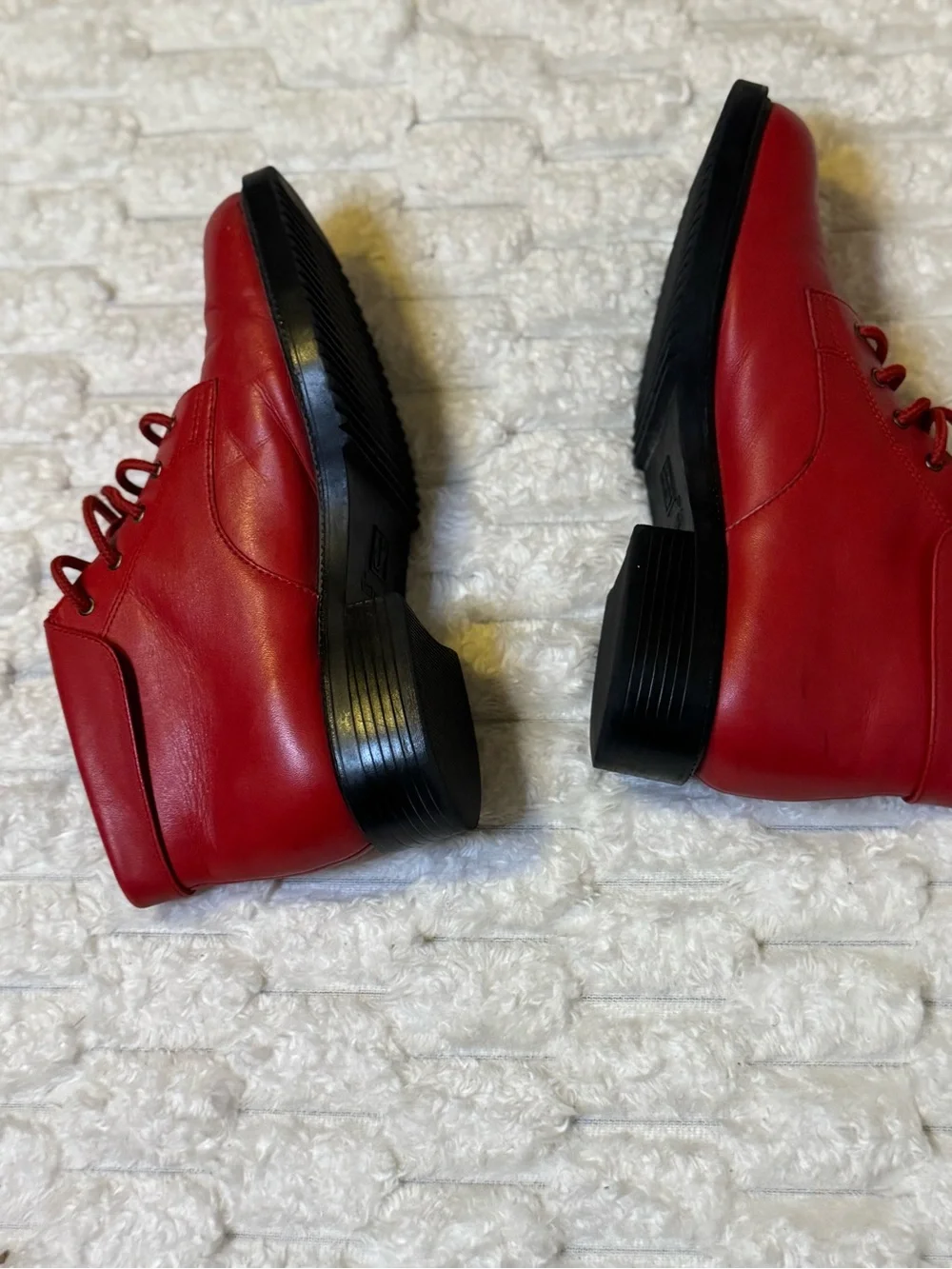 Vintage Danexx Red Lace-Up Booties Size 6.5 Retro Ankle Boots - Picture 8 of 13